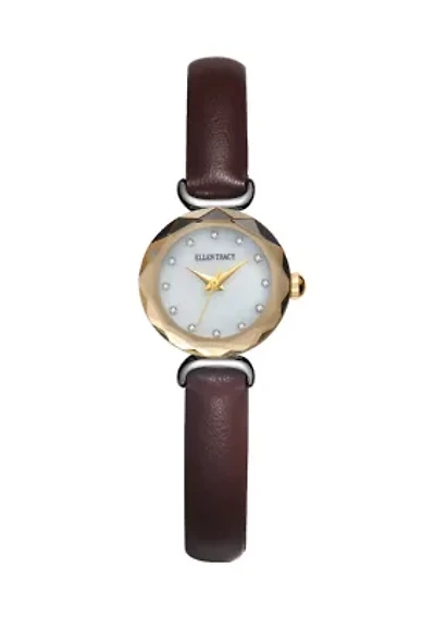 Mini Two Tone Faceted Bezel Strap Watch