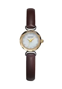 Mini Two Tone Faceted Bezel Strap Watch