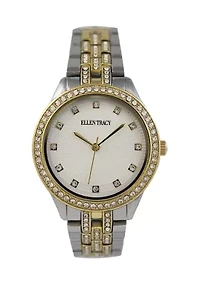Two Tone Gold Crystal Accent Bracelet Watch 