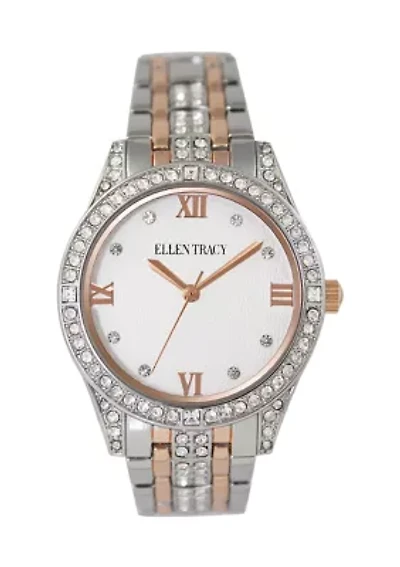 Two Tone Rose Crystal Bracelet Watch