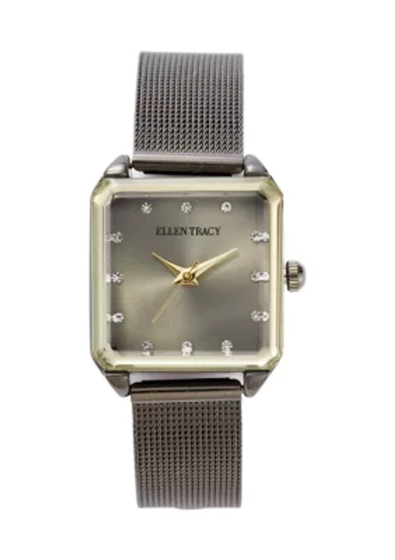 Women's Hematite Tone Faceted Bezel Watch