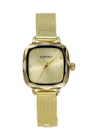 Gold Tone Faceted Bezel Watch