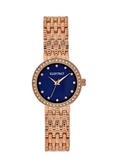 Rose Gold Tone Blue Dial Bracelet Watch