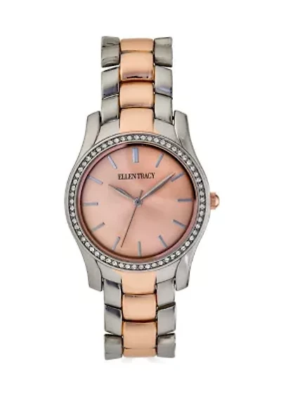 Two Tone Rose Crystal Bracelet Watch