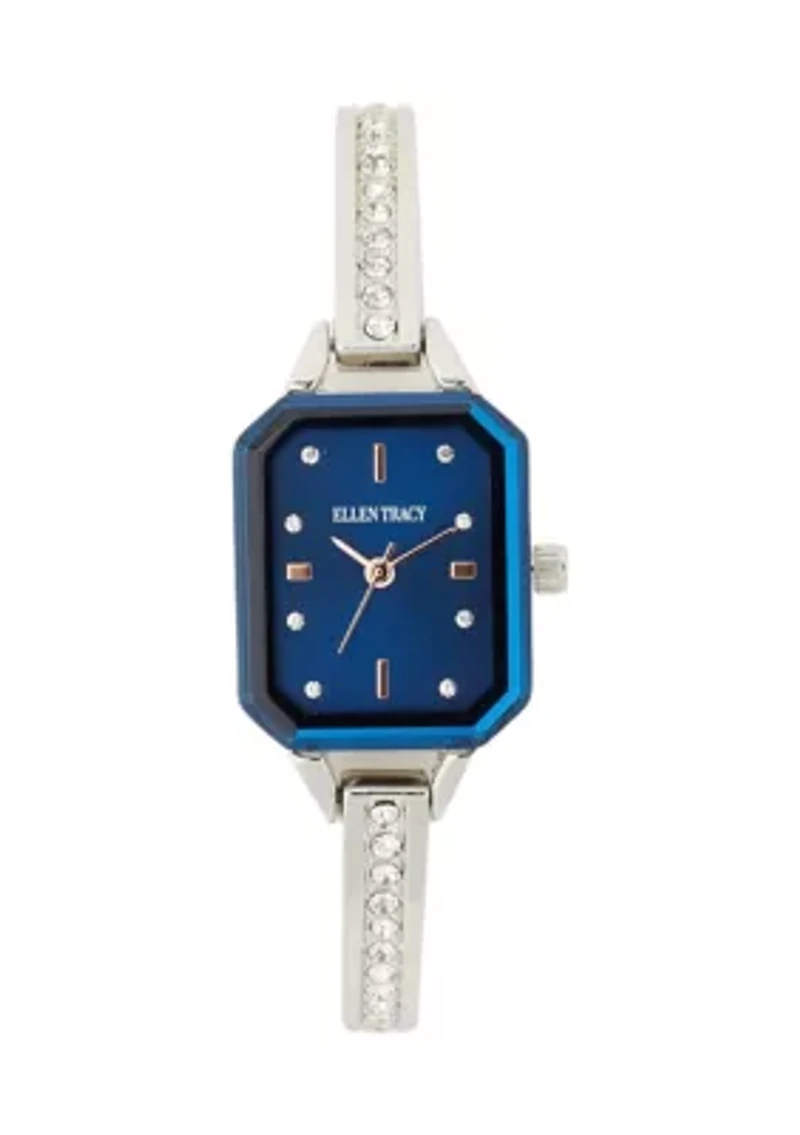 Silver Tone 20 Millimeter Faceted Bezel Watch