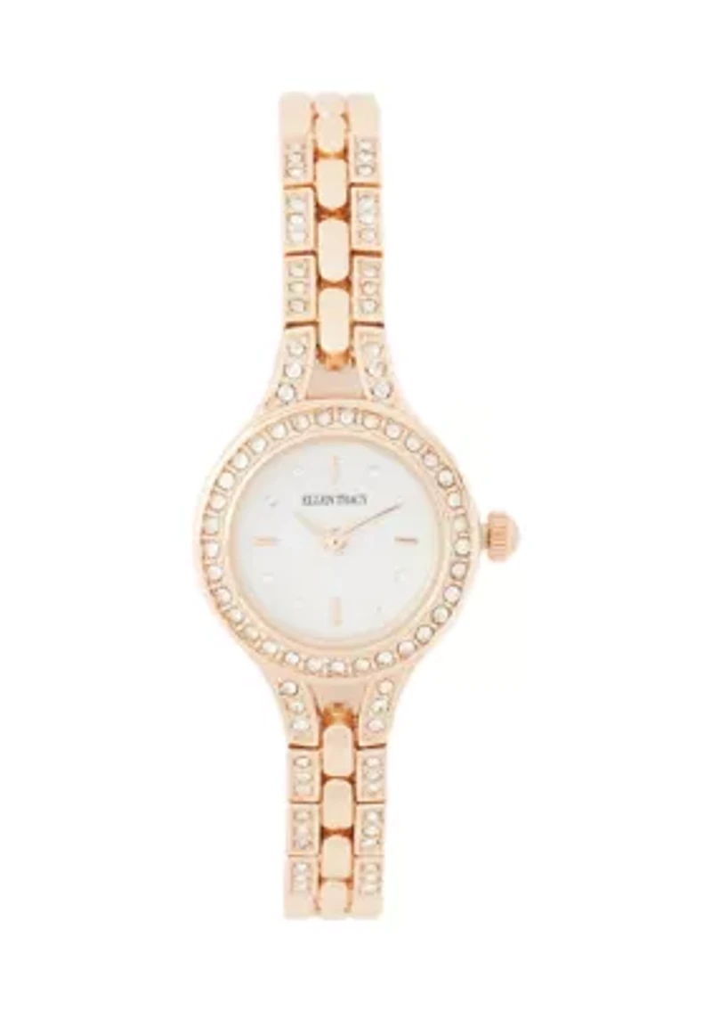 Rose Gold Tone 22 Millimeter Crystal Dial Watch