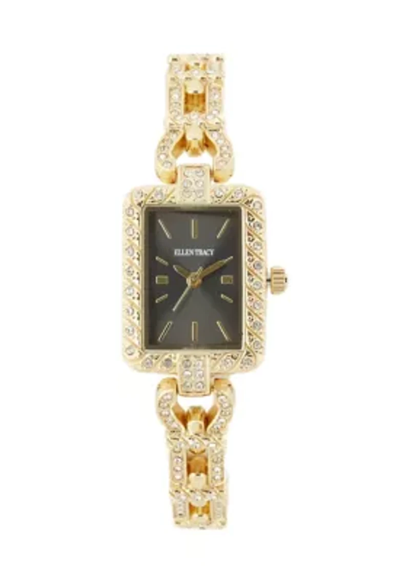 Gold Tone 20 Millimeter Crystal Bracelet Watch