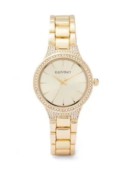 Gold Tone Faceted Bezel Watch