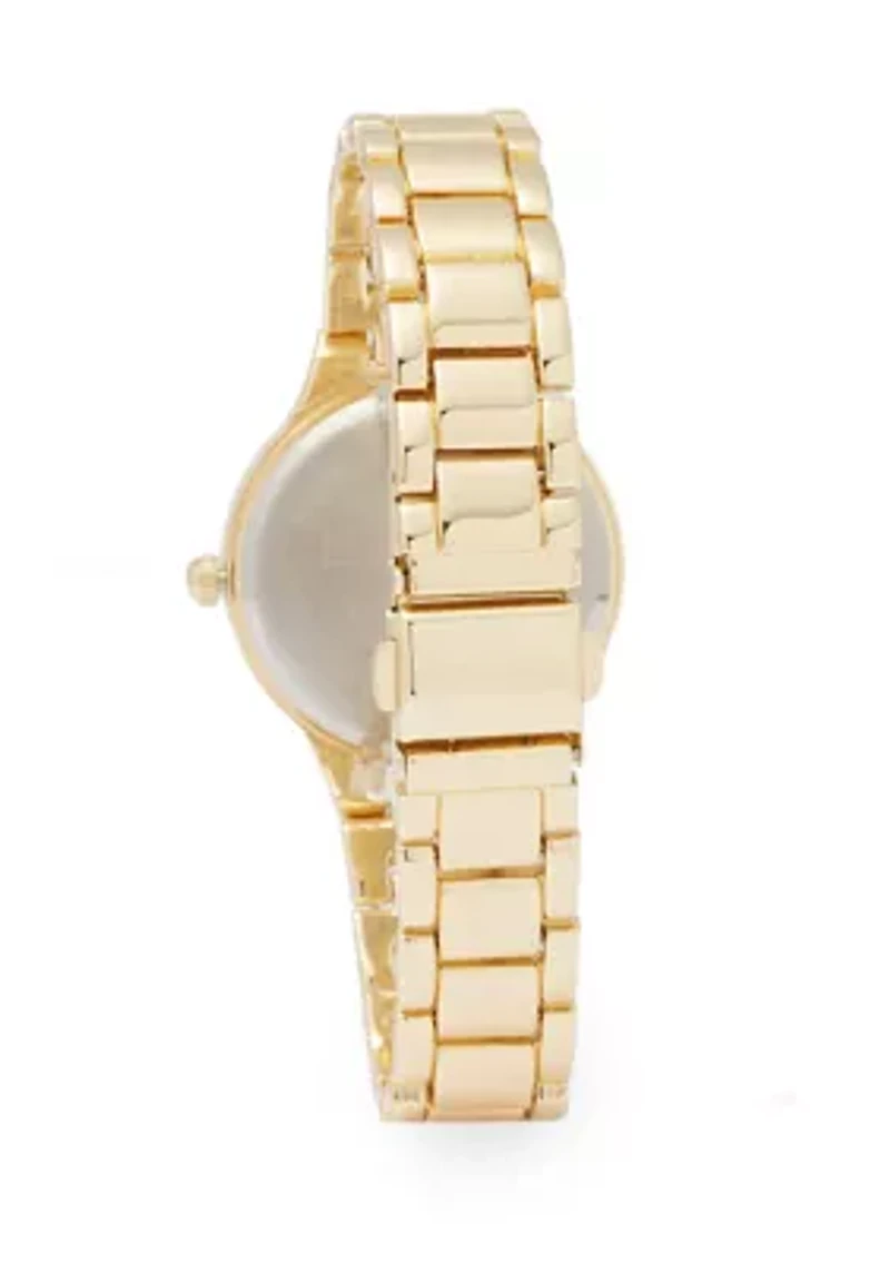 Gold Tone Faceted Bezel Watch