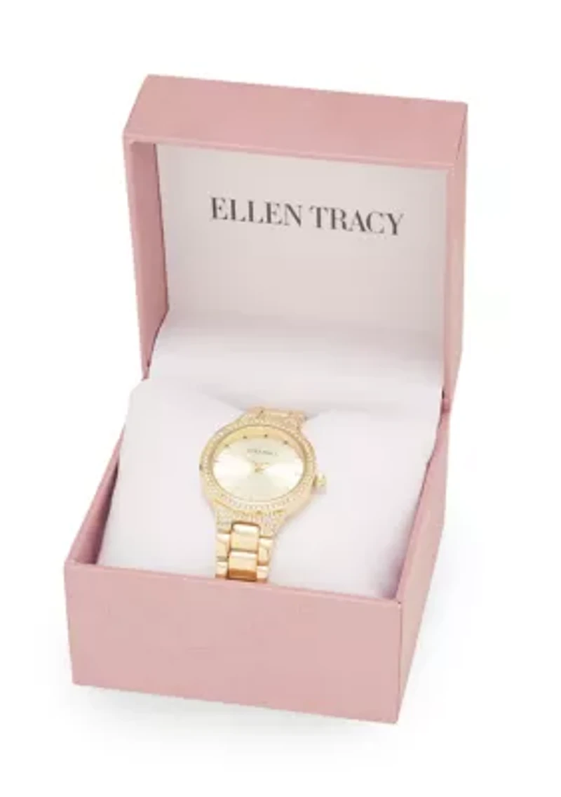 Gold Tone Faceted Bezel Watch