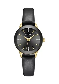 Bezel Face Leather Strap Watch