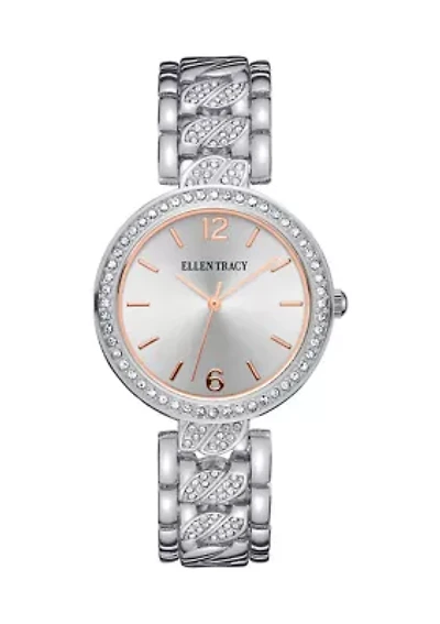 Women's Pavé Rose Dial Analog Watch 