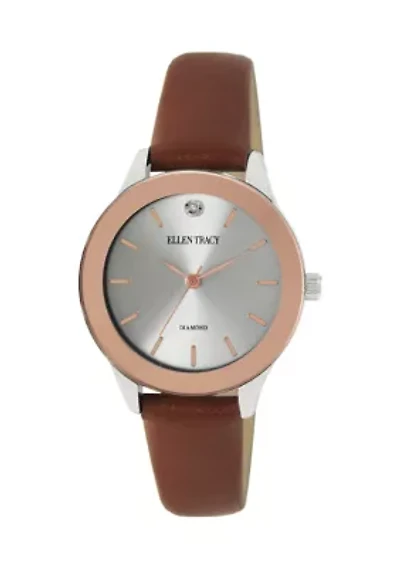 	  Two Tone Brown Strap Watch 