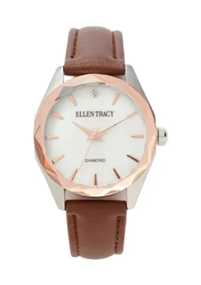 Women's Faceted Bezel Diamond Dial Watch
