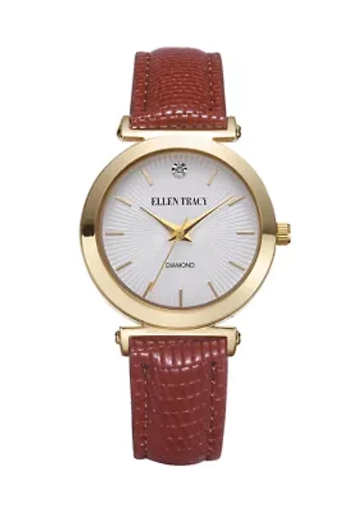 Gold Tone Genuine Diamond Dial Strap Watch
