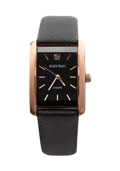 Rose Gold 24 Millimeter Diamond Textured Band Watch