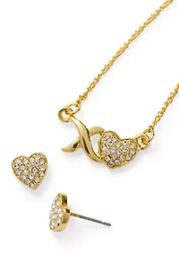 Gold Tone Faceted Bezel Watch Jewelry Set