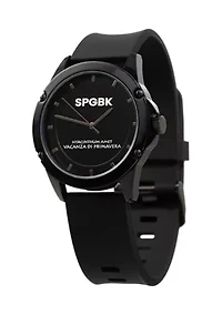 Unisex Bordeaux Black Silicone Band Watch - 44 Millimeter