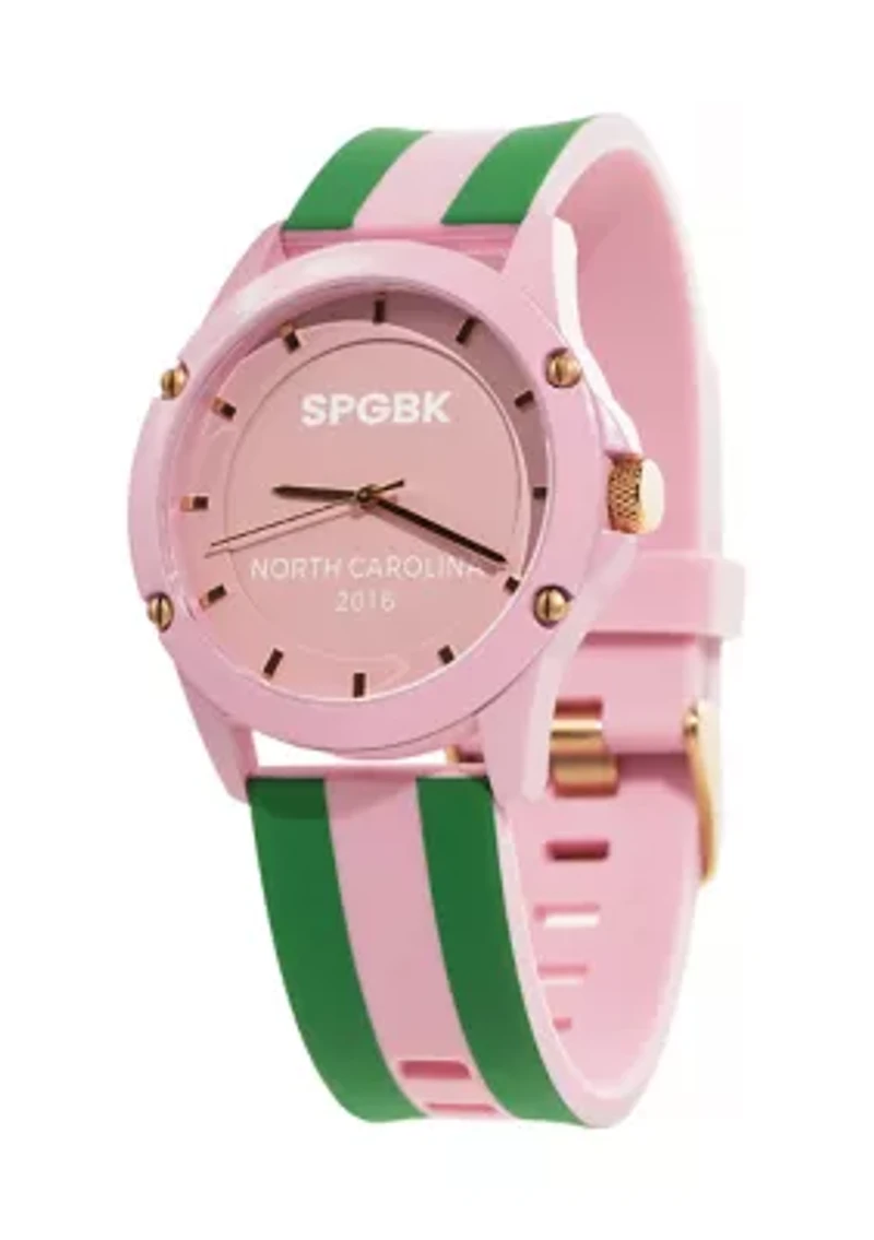 Unisex Quad Pink and Green Silicone Band Watch
