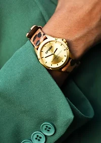 Petite Mary Gold Leopard Band Watch