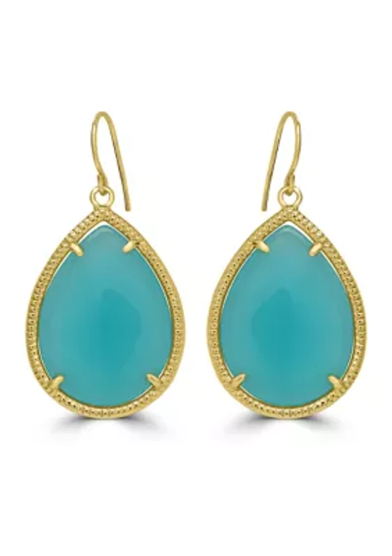 Fine Gold Plated Blue Teardrop Earrings