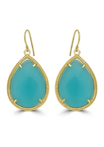 Fine Gold Plated Blue Teardrop Earrings