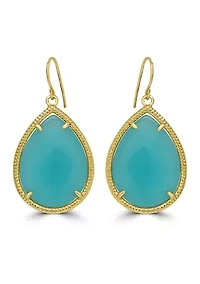 Fine Gold Plated Blue Teardrop Earrings