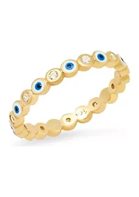Lab Created Enamel and Cubic Zirconia Evil Eye Ring