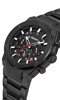 Chronograph Quartz Watch With Black Bracelet, Black Dial 44Mm Case