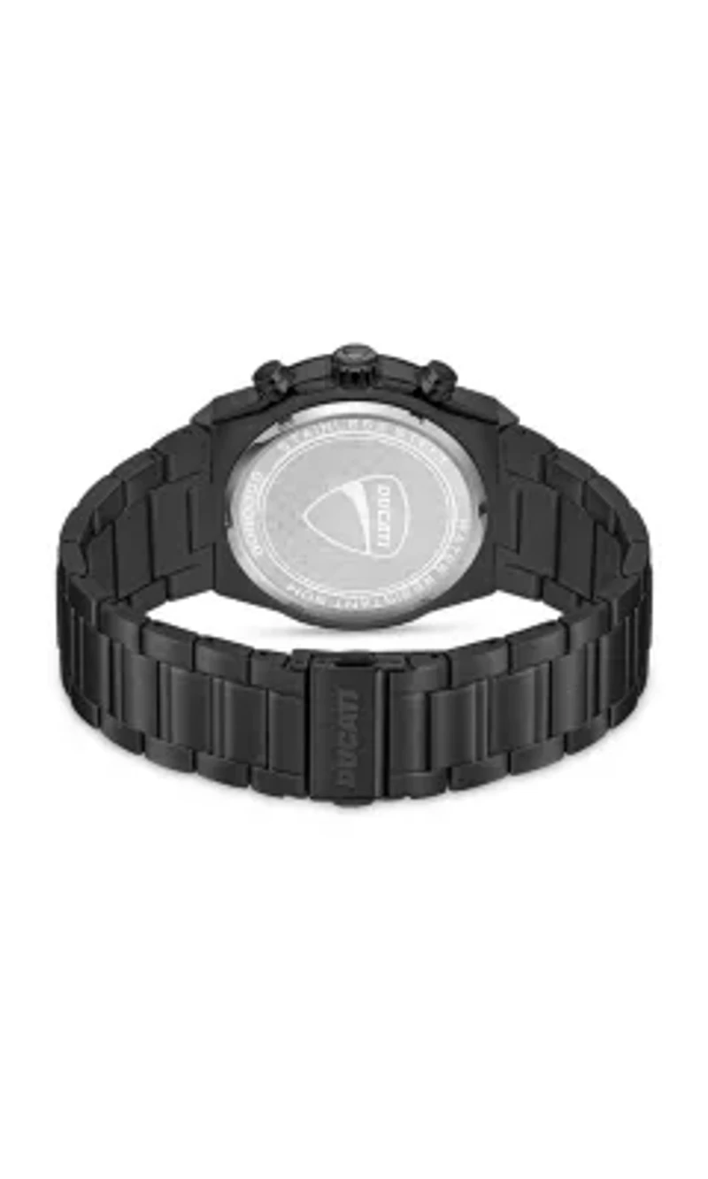 Chronograph Quartz Watch With Black Bracelet, Black Dial 44Mm Case
