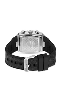 Chronograph Quartz Watch With Black Silicon & Nylon Strap