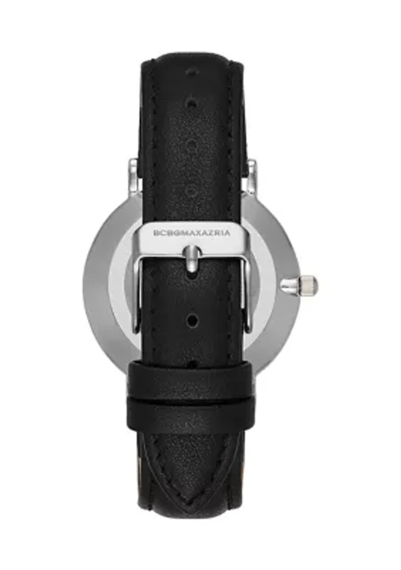 Women's Black Leather Strap Watch