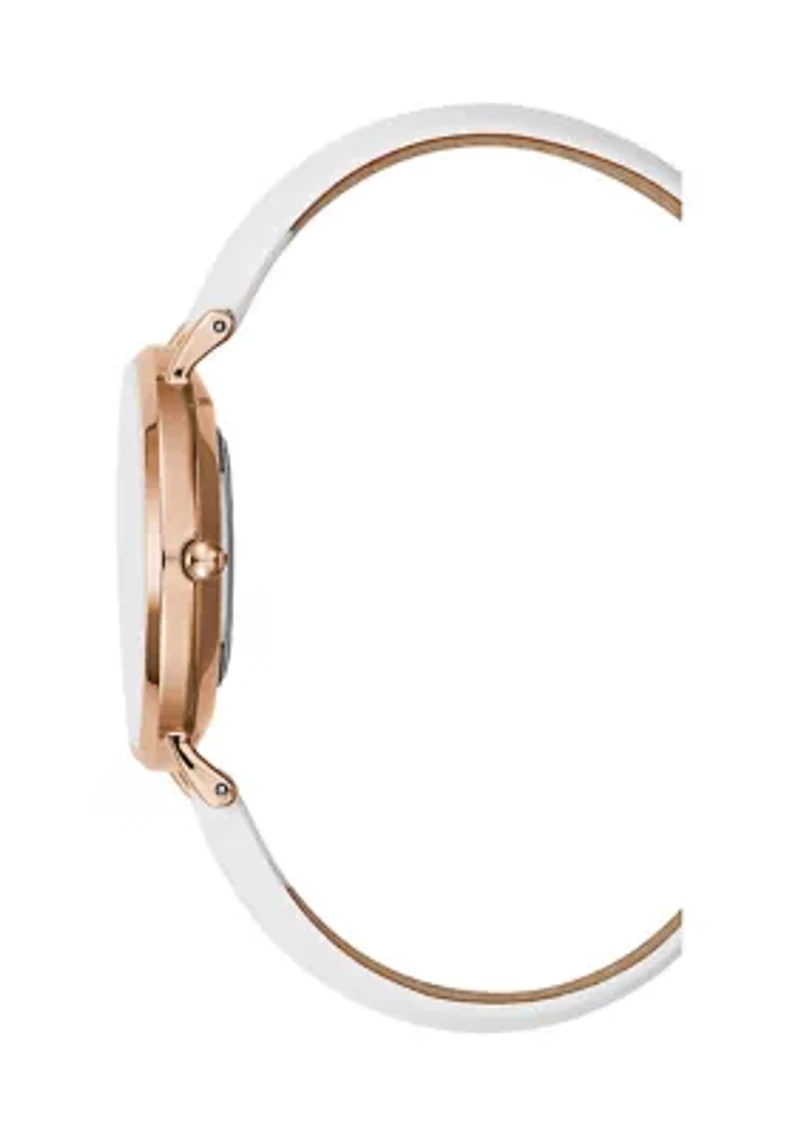 Women's White Leather Strap Watch 