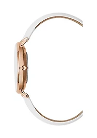 Women's White Leather Strap Watch 