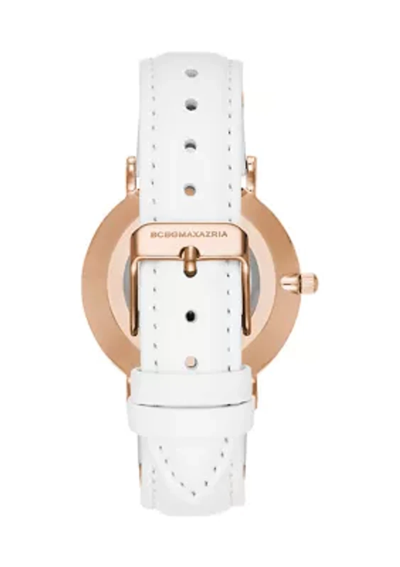 Women's White Leather Strap Watch 