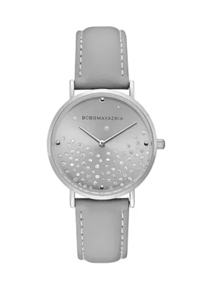 Women's Gray Leather Strap Watch 