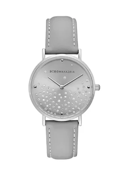 Women's Gray Leather Strap Watch 