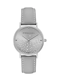 Women's Gray Leather Strap Watch 