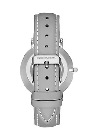 Women's Gray Leather Strap Watch 