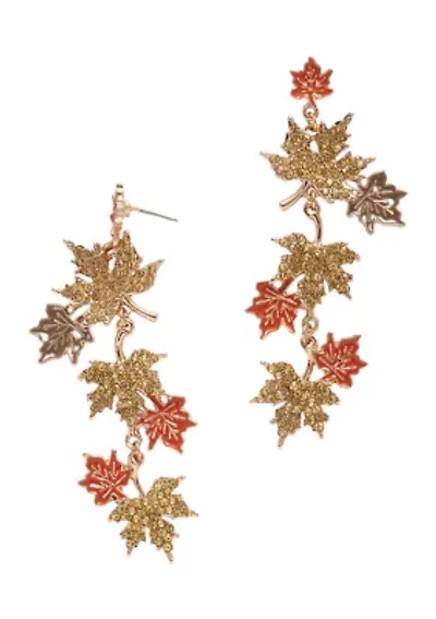 Leaf Cluster Motif Drop Earrings