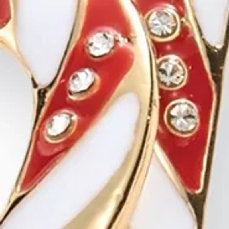 Gold Tone Candy Cane Heart Earrings