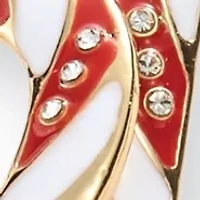 Gold Tone Candy Cane Heart Earrings