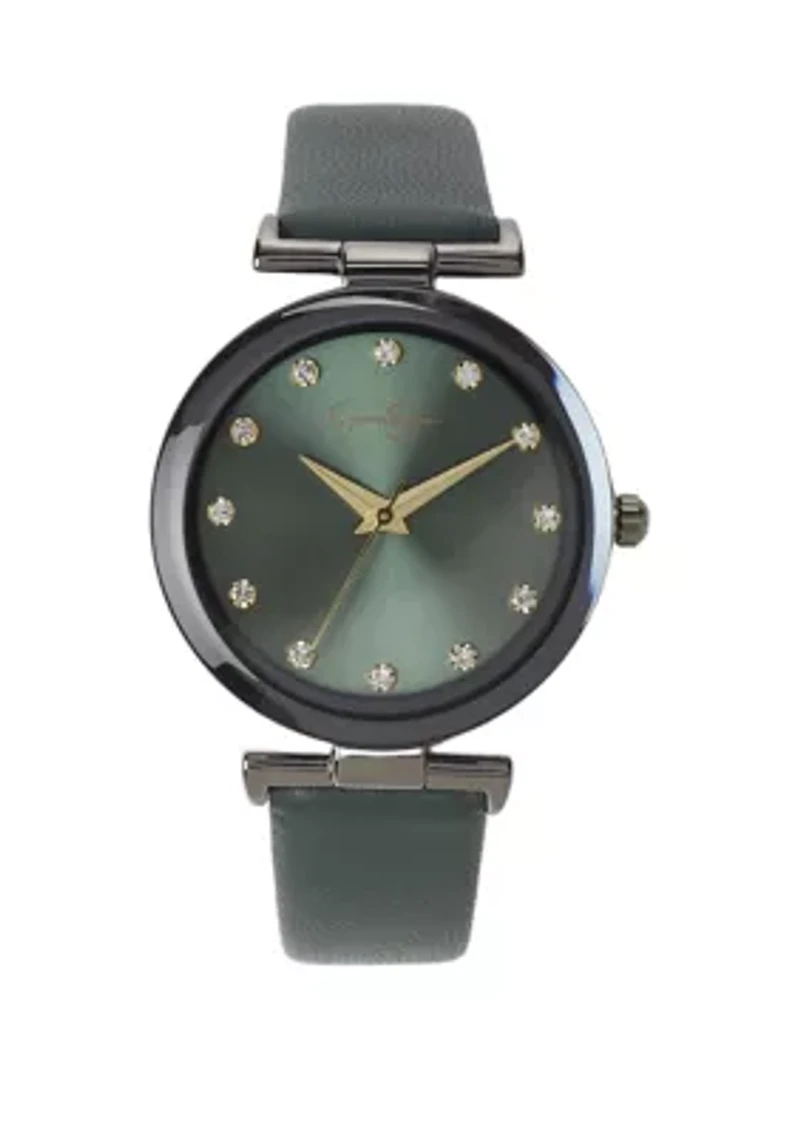 Hematite Tone Green 34 Millimeter Watch