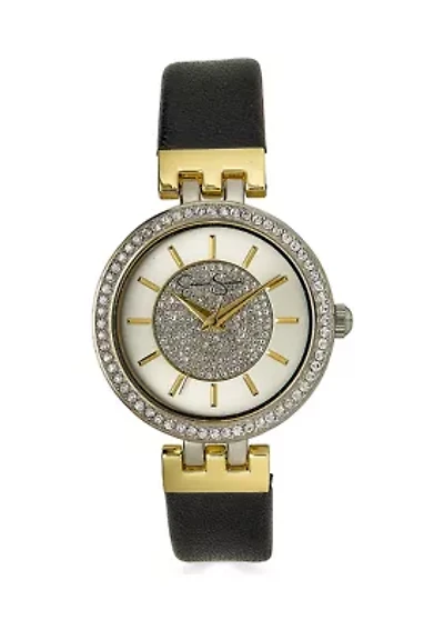 Two Tone Pavé Crystal Dial Strap Watch