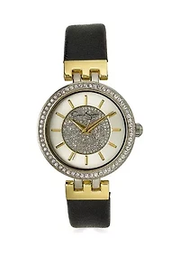 Two Tone Pavé Crystal Dial Strap Watch