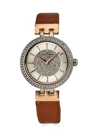 Two Tone Pavé Crystal Dial Strap Watch