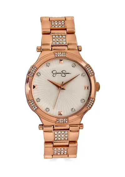 Rose Gold Tone Crystal Bracelet Watch