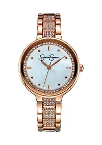 Rose Gold Tone Crystal and Genuine Mother of Pearl Dial Watch