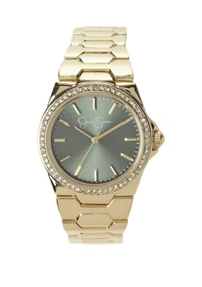 Gold Tone 32 Millimeter Green Case Watch