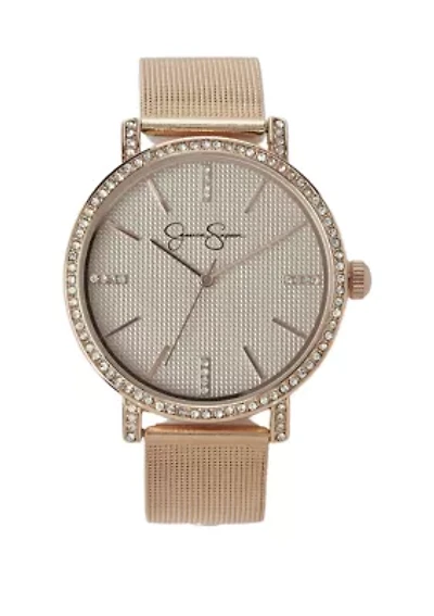 Rose Gold Tone 36 Millimeter Textured Mesh Watch
